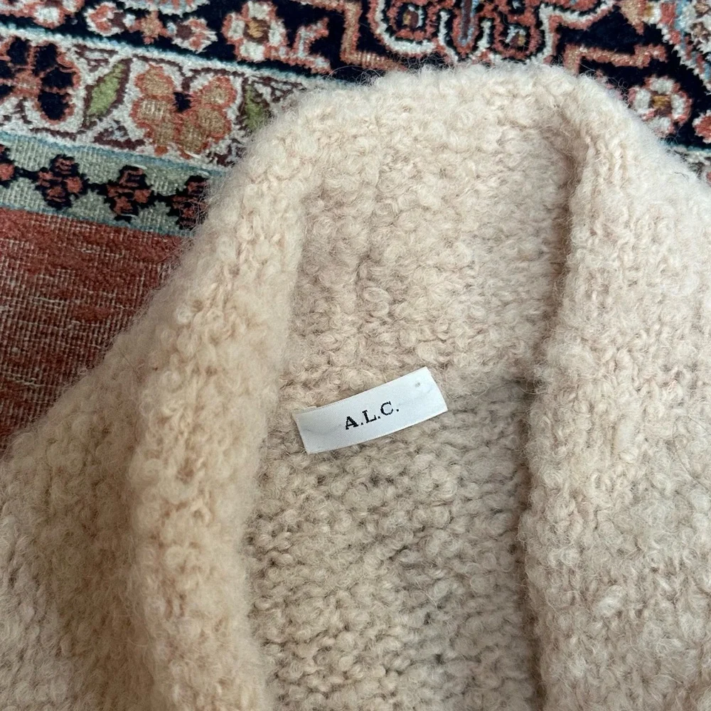 A.L.C. Nude Wool Nubby Boucle Knit Wrap Coat - Picture 10 of 12